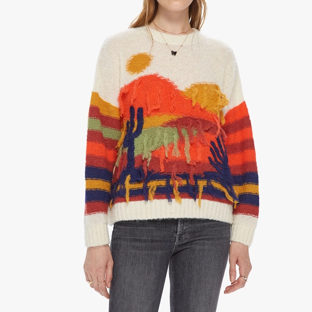 New NWT MOTHER The Long Drop Jumper Sightseeing Sweater in Orange Size Medium